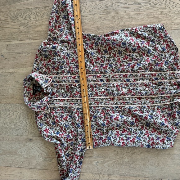 RALPH LAUREN Cotton Button Up Shirt Floral Ditsy Women Lace Trim Multicolor M - Picture 5 of 5